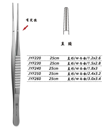金鐘組織鑷 直形 凹凸齒 25cm